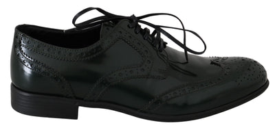 Dolce & Gabbana Elegant Green Brogues Oxford Wingtip Flats - Masuh best bargains 