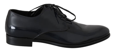 Dolce & Gabbana Elegant Dark Blue Leather Derby Shoes - Masuh best bargains 