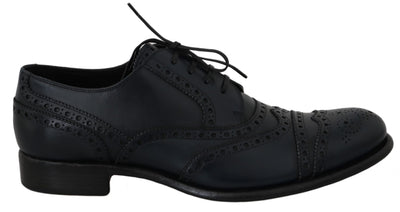 Dolce & Gabbana Elegant Blue Leather Wingtip Derby Shoes - Masuh best bargains 