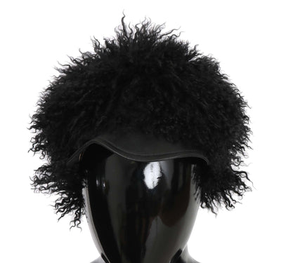 Dolce & Gabbana Chic Black Gatsby Cap in Tibet Lamb Fur - Masuh best bargains 