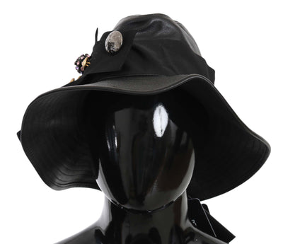Dolce & Gabbana Elegant Black Leather Cloche Cap - Masuh best bargains 