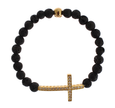Nialaya Elegant Gold & Black Lava Stone Bracelet - Masuh best bargains 