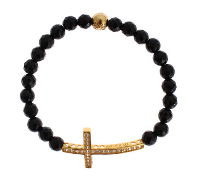 Nialaya Gold Plated Sterling Bracelet with CZ Diamond Cross - Masuh best bargains 
