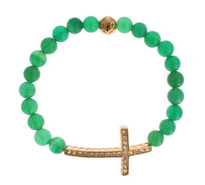 Nialaya Elegant Green Jade Bead & Gold Plated Bracelet - Masuh best bargains 