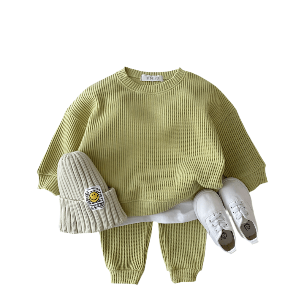 Infant Baby Boys Clothes Set Mock Two-piece Waffle Cotton Sweatshirt+Pants 2pcs Outfit - Masuh best bargains 