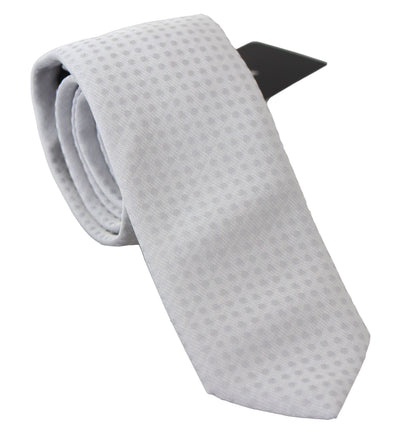 Dolce & Gabbana Elegant White Patterned Silk Blend Neck Tie - Masuh best bargains 