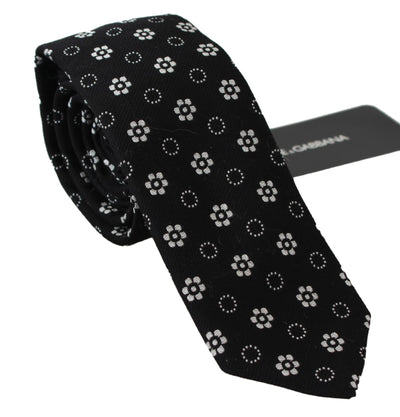 Dolce & Gabbana Elegant Black Floral Silk Necktie - Masuh best bargains 