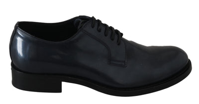 Dolce & Gabbana Elegant Blue Leather Derby Dress Shoes - Masuh best bargains 