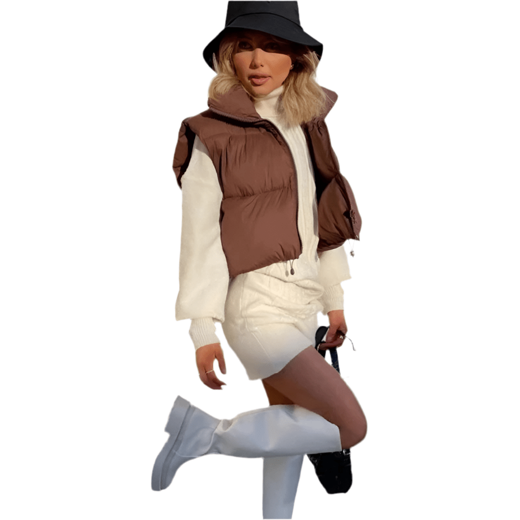 Autumn And Winter Women's Short Cotton Down Vest Short Stand-up Collar - Masuh best bargains 