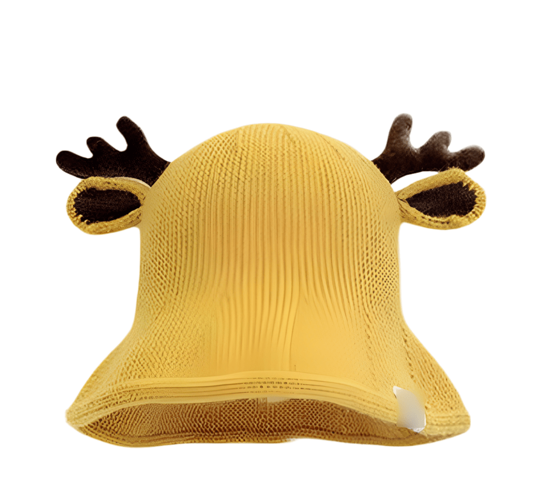 Yellow Cute Kids Fall Winter Hat Antler Christmas Hat Boys Girls Bucket Hat Warm Knitted Hat, 1-3Y - Masuh best bargains 