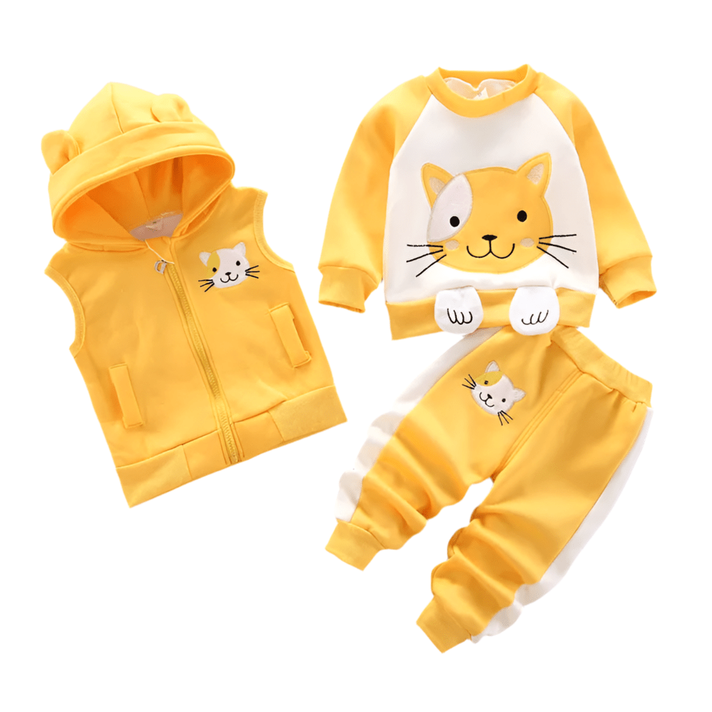 Kids Set Tricken Fleece Children Hooded Outerwear Tops Pants 3PCS Outfits - Masuh best bargains 