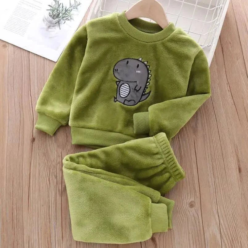 new Baby Boy Girl Clothes Autumn winter 2Pcs Sets Pajamas Set Flannel Toddler Child Warm Catoon Sleepwear Kids Home Suit 0-6Year - Masuh best bargains 