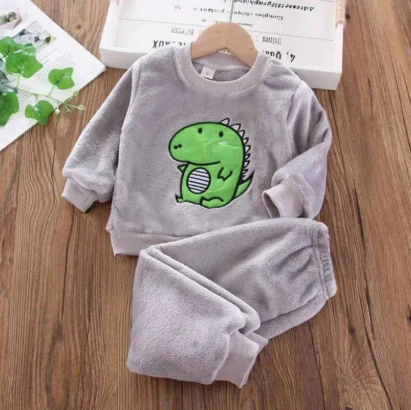 new Baby Boy Girl Clothes Autumn winter 2Pcs Sets Pajamas Set Flannel Toddler Child Warm Catoon Sleepwear Kids Home Suit 0-6Year - Masuh best bargains 