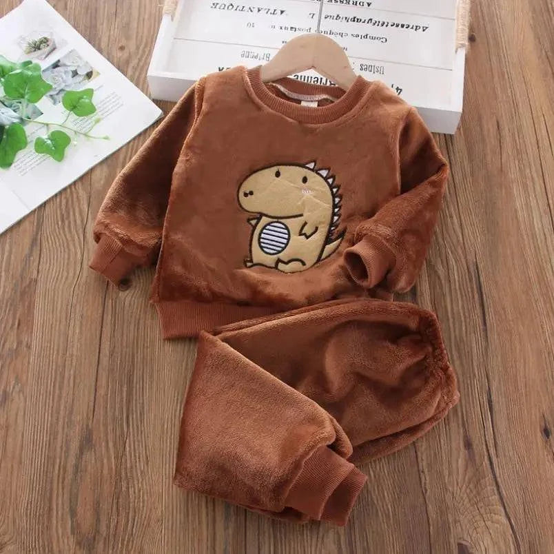 new Baby Boy Girl Clothes Autumn winter 2Pcs Sets Pajamas Set Flannel Toddler Child Warm Catoon Sleepwear Kids Home Suit 0-6Year - Masuh best bargains 