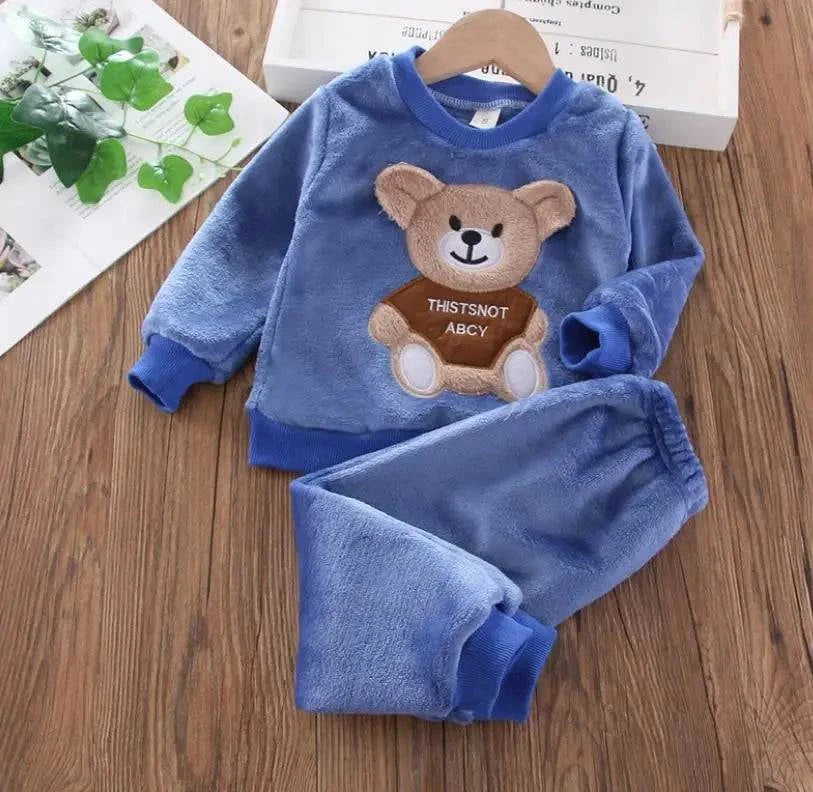 new Baby Boy Girl Clothes Autumn winter 2Pcs Sets Pajamas Set Flannel Toddler Child Warm Catoon Sleepwear Kids Home Suit 0-6Year - Masuh best bargains 