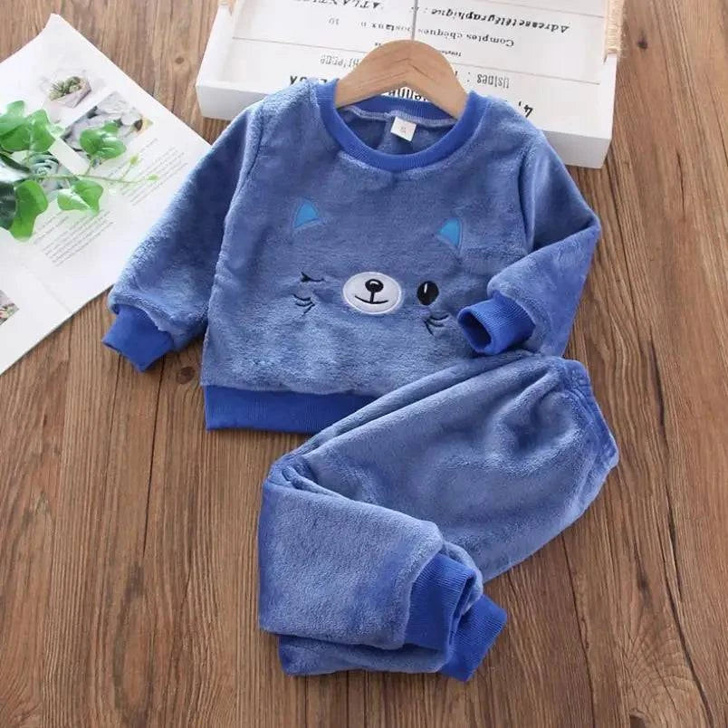 new Baby Boy Girl Clothes Autumn winter 2Pcs Sets Pajamas Set Flannel Toddler Child Warm Catoon Sleepwear Kids Home Suit 0-6Year - Masuh best bargains 