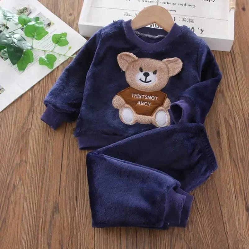 new Baby Boy Girl Clothes Autumn winter 2Pcs Sets Pajamas Set Flannel Toddler Child Warm Catoon Sleepwear Kids Home Suit 0-6Year - Masuh best bargains 