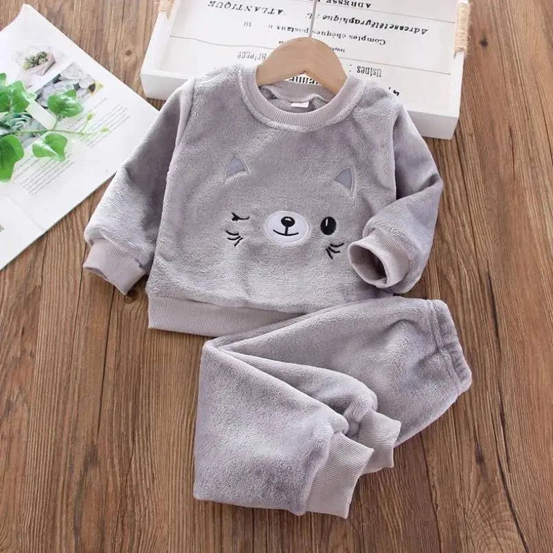 new Baby Boy Girl Clothes Autumn winter 2Pcs Sets Pajamas Set Flannel Toddler Child Warm Catoon Sleepwear Kids Home Suit 0-6Year - Masuh best bargains 