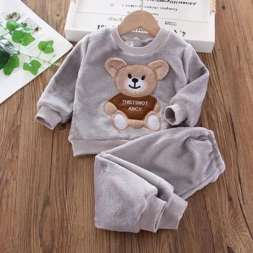 new Baby Boy Girl Clothes Autumn winter 2Pcs Sets Pajamas Set Flannel Toddler Child Warm Catoon Sleepwear Kids Home Suit 0-6Year - Masuh best bargains 