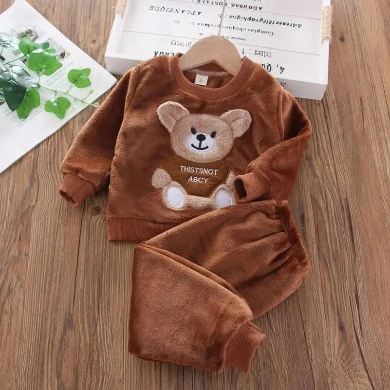 new Baby Boy Girl Clothes Autumn winter 2Pcs Sets Pajamas Set Flannel Toddler Child Warm Catoon Sleepwear Kids Home Suit 0-6Year - Masuh best bargains 