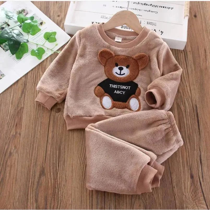 new Baby Boy Girl Clothes Autumn winter 2Pcs Sets Pajamas Set Flannel Toddler Child Warm Catoon Sleepwear Kids Home Suit 0-6Year - Masuh best bargains 