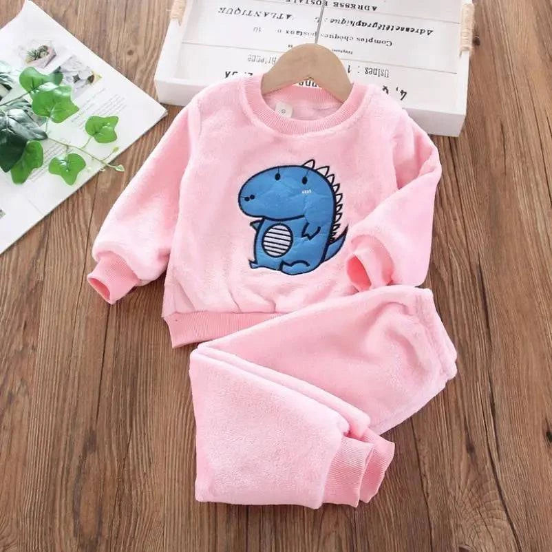 new Baby Boy Girl Clothes Autumn winter 2Pcs Sets Pajamas Set Flannel Toddler Child Warm Catoon Sleepwear Kids Home Suit 0-6Year - Masuh best bargains 