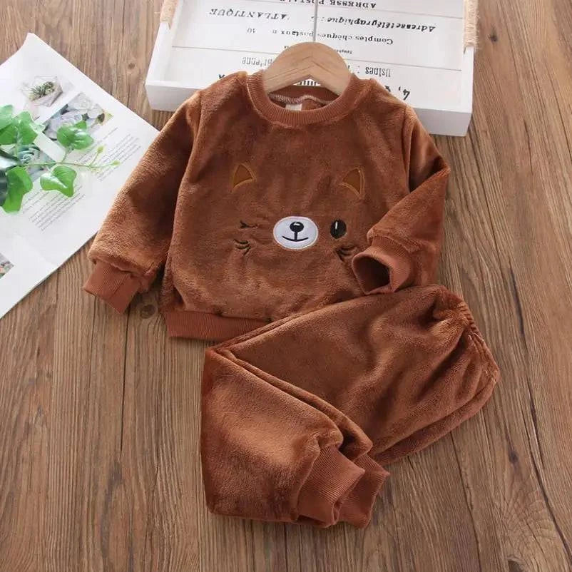 new Baby Boy Girl Clothes Autumn winter 2Pcs Sets Pajamas Set Flannel Toddler Child Warm Catoon Sleepwear Kids Home Suit 0-6Year - Masuh best bargains 