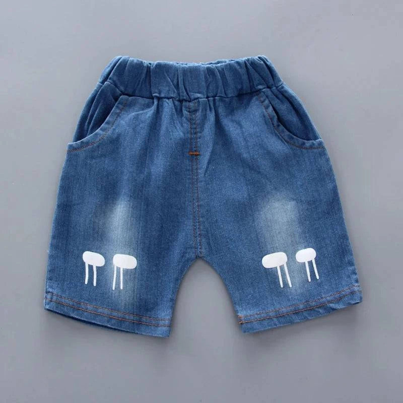 Baby Boys Shirt Cartoon Tops Denim Shorts Pants Outfits Set - Masuh best bargains 