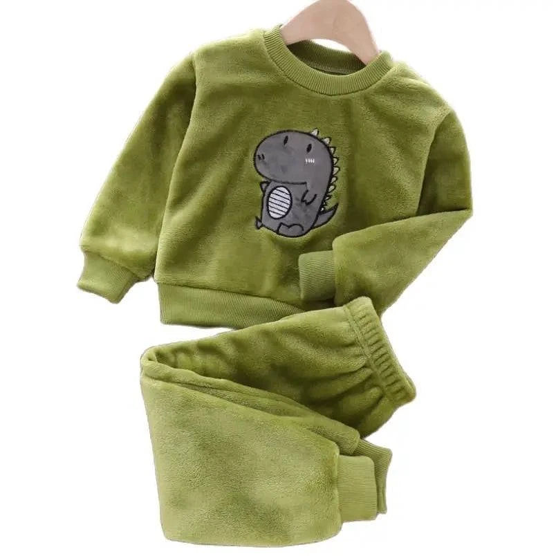 new Baby Boy Girl Clothes Autumn winter 2Pcs Sets Pajamas Set Flannel Toddler Child Warm Catoon Sleepwear Kids Home Suit 0-6Year - Masuh best bargains 