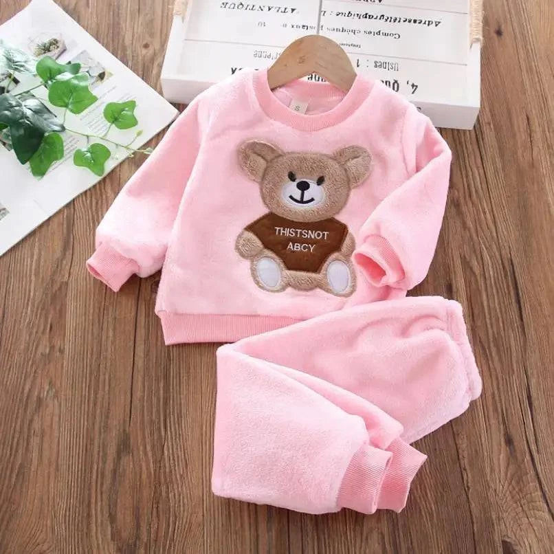 new Baby Boy Girl Clothes Autumn winter 2Pcs Sets Pajamas Set Flannel Toddler Child Warm Catoon Sleepwear Kids Home Suit 0-6Year - Masuh best bargains 