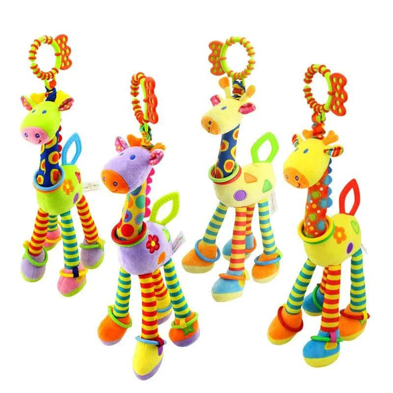 Soft Giraffe Animal Handbells Rattles Plush Infant Toddler Car Bed Hanging Toy - Masuh best bargains 