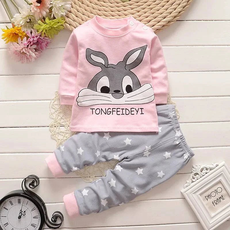 Cotton Baby Girl Sleepwear Suits  Underclothes 2pcs Kids Clothes Pajamas - Masuh best bargains 