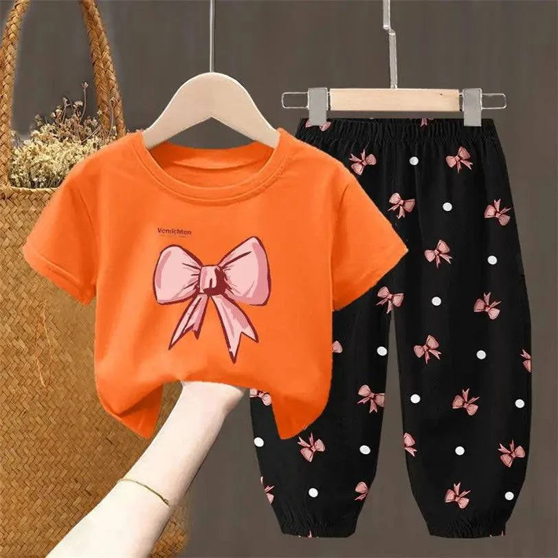 Summer Sets Children's Clothing Girls Kids Toddler Clothes Cute Fashion T-shirt Top Pants 2PCS Baby Girl Clothes - Masuh best bargains 