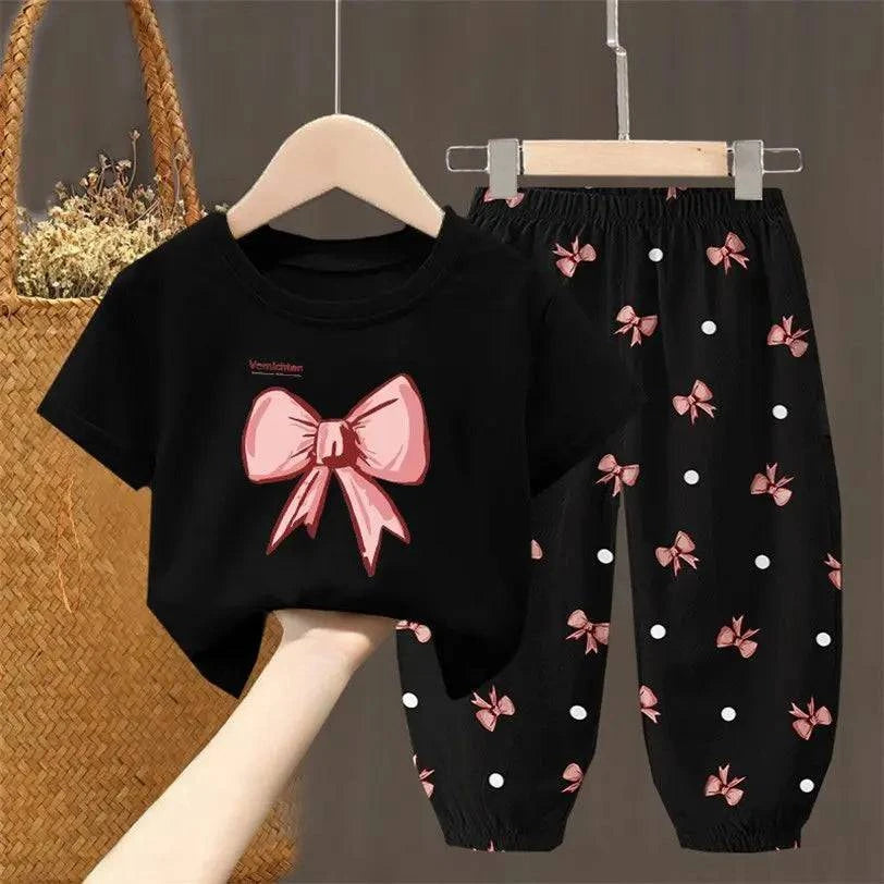 Summer Sets Children's Clothing Girls Kids Toddler Clothes Cute Fashion T-shirt Top Pants 2PCS Baby Girl Clothes - Masuh best bargains 