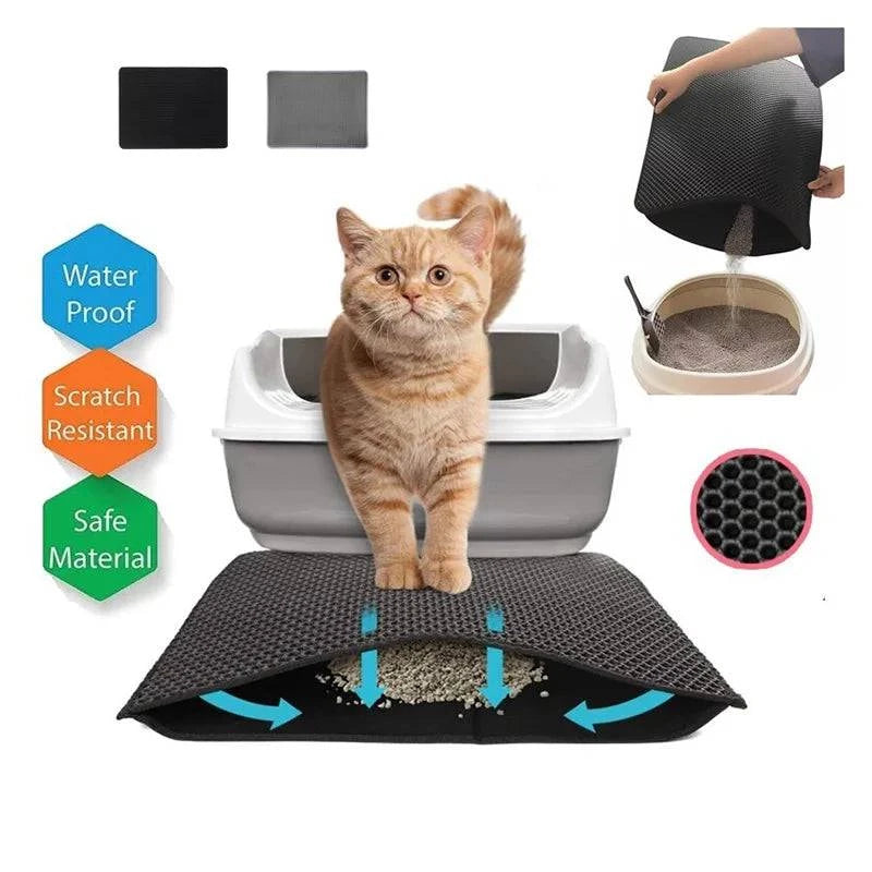 1pc, Cat Litter Mat, Cat Waterproof Litter Trapping Mat,Double Layer Filter Washable Non Slip Cat Mat For Cleaning, Pet Supplies - Masuh best bargains 