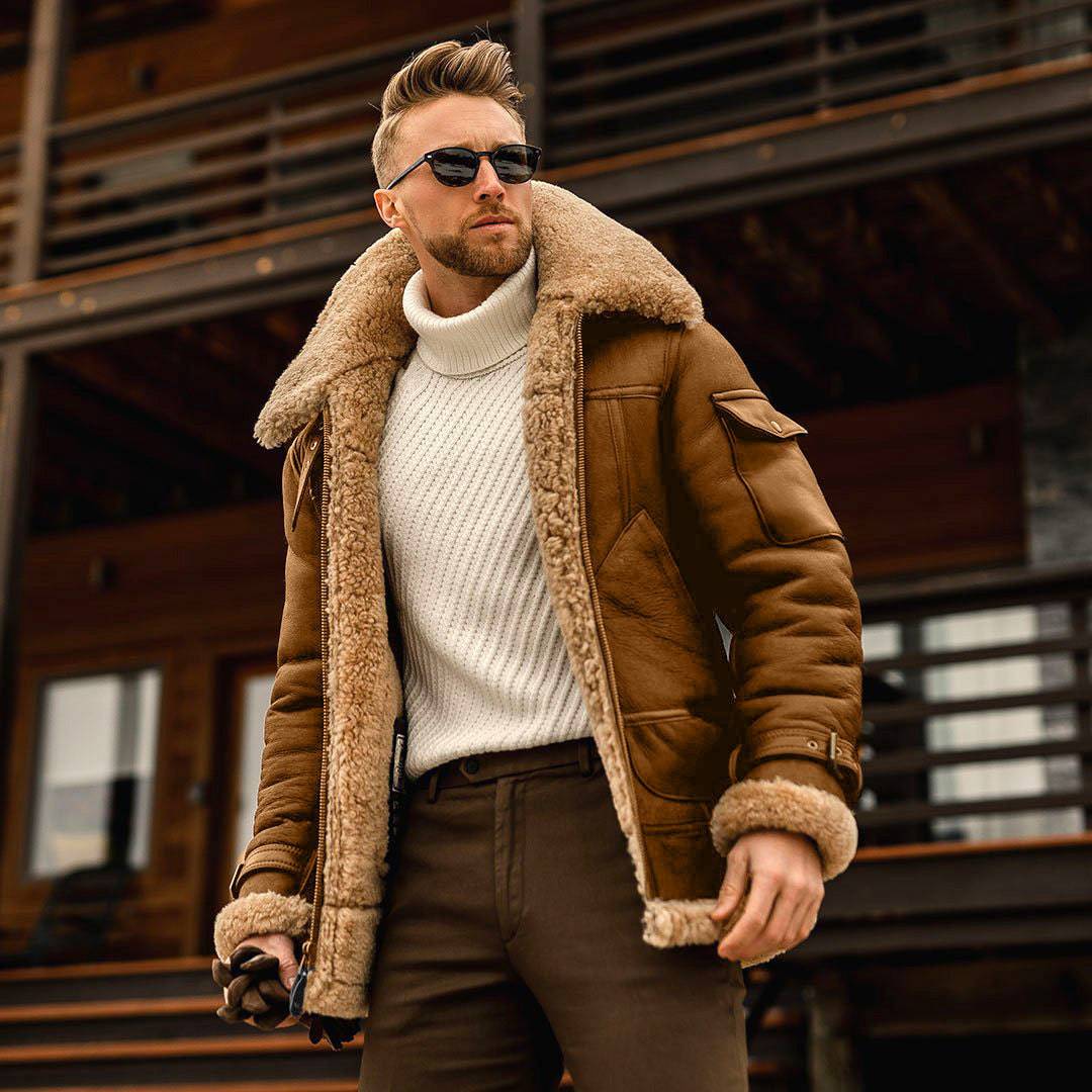 Winter Jacket Mens Fleece Warm Jackets Male Fur Collar Coats Tactical Jacket - Masuh best bargains 