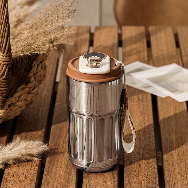 Smart Digital Thermal Bottle Portable Coffee Mug Stainless Steel Water Bottle 450ml - Masuh best bargains 