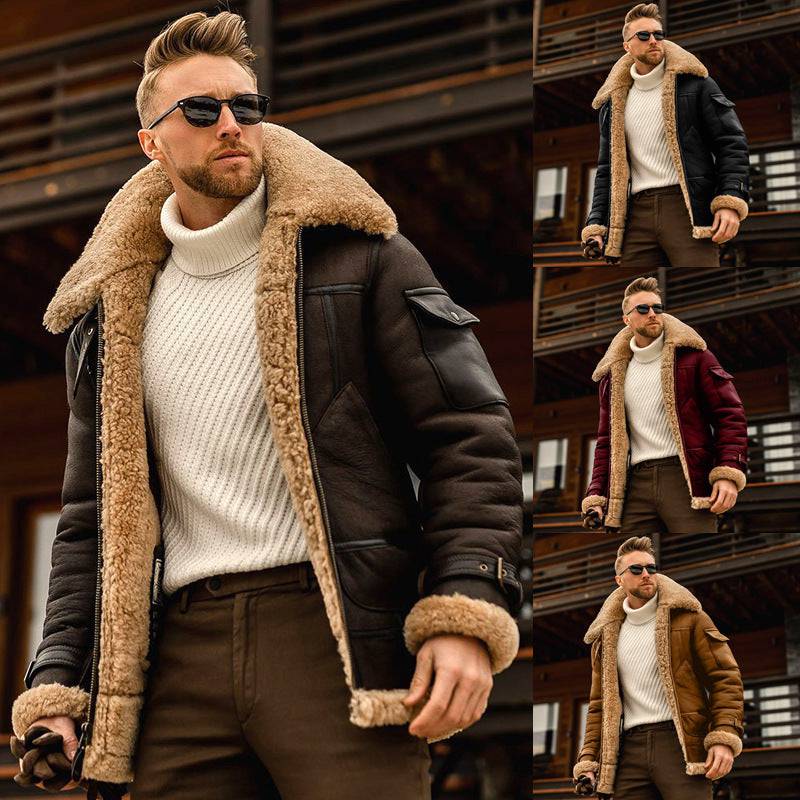 Winter Jacket Mens Fleece Warm Jackets Male Fur Collar Coats Tactical Jacket - Masuh best bargains 