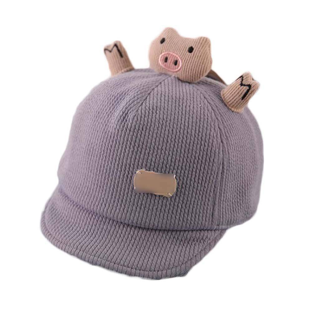 Grey Baby Fall Winter Hat Cute Piggy Cap Boys Girls Baby Baseball Cap Corduroy Sun Hat,4-20 Months - Masuh best bargains 