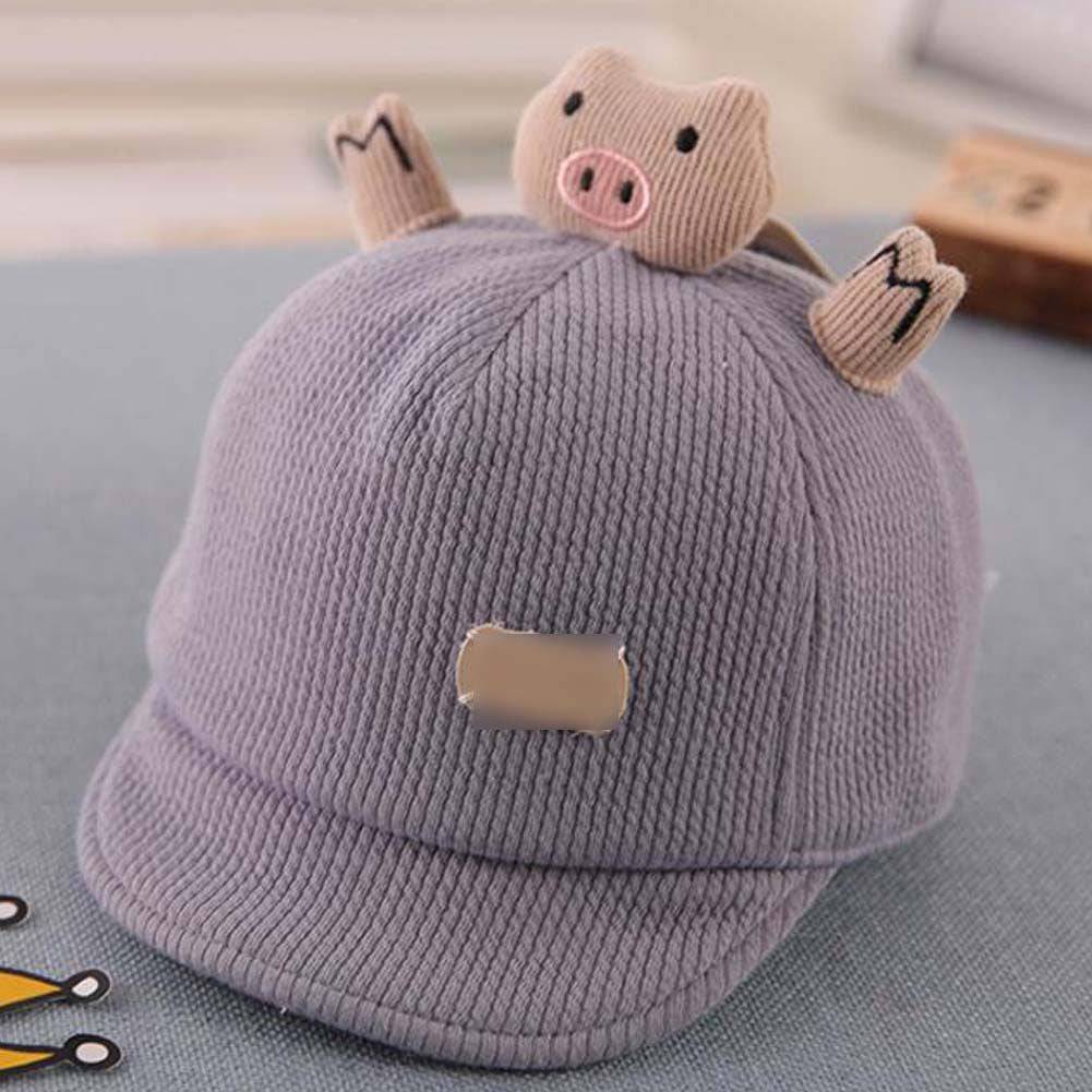 Grey Baby Fall Winter Hat Cute Piggy Cap Boys Girls Baby Baseball Cap Corduroy Sun Hat,4-20 Months - Masuh best bargains 