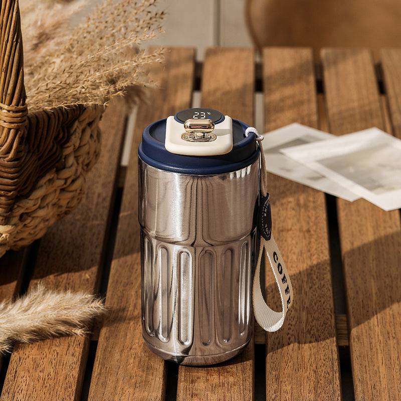 Smart Digital Thermal Bottle Portable Coffee Mug Stainless Steel Water Bottle 450ml - Masuh best bargains 