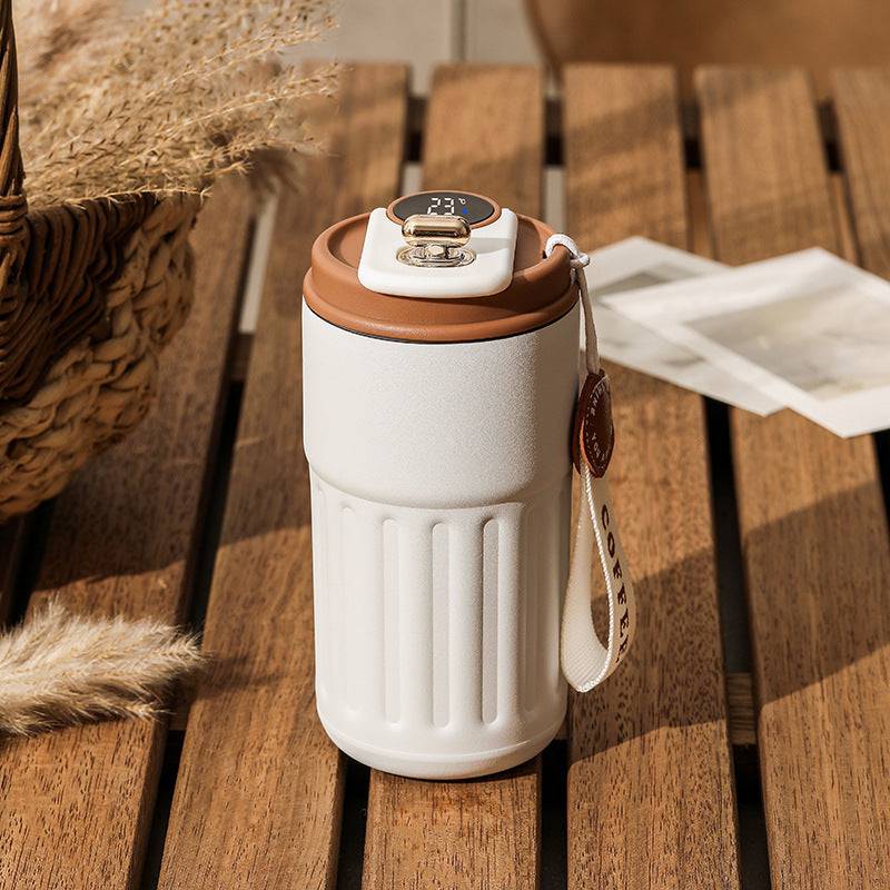 Smart Digital Thermal Bottle Portable Coffee Mug Stainless Steel Water Bottle 450ml - Masuh best bargains 